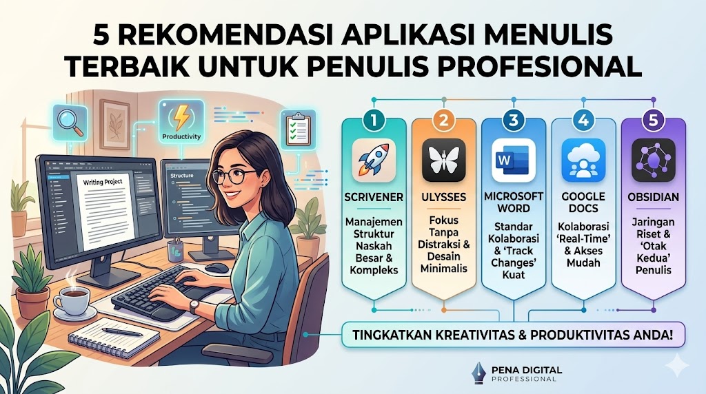 5 rekomendasi aplikasi menulis terbaik untuk penulis profesional